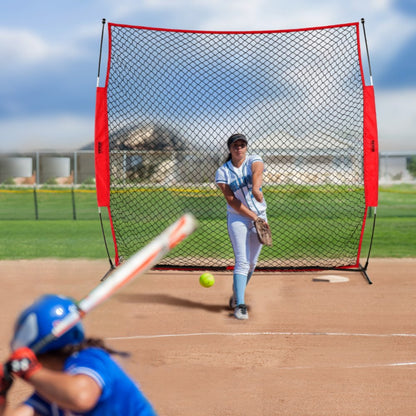 ODDTOOLS Barricade Backstop Net, 7x7 ft Ball Sports Barrier Netting, Portable Practice Equipment with Carry Bag, Protection Screen for Baseball Softball Lacrosse Soccer Hockey Training, for Backyard