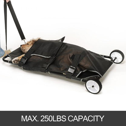 ODDTOOLS Animal Stretcher, 45 x 25 Inch Max. 250 lbs Capacity, Dog Transport Pet Trolley with Wheels, Veterinary Apply for Large Pets, Black