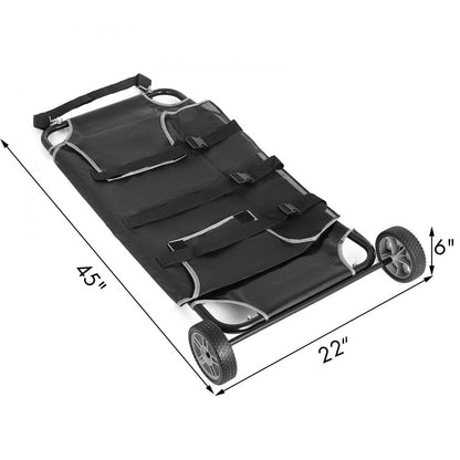 ODDTOOLS Animal Stretcher, 45 x 25 Inch Max. 250 lbs Capacity, Dog Transport Pet Trolley with Wheels, Veterinary Apply for Large Pets, Black