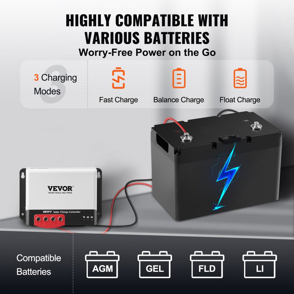 ODDTOOLS 40A MPPT Solar Charge Controller, 12V / 24V Auto DC Input, Solar Panel Regulator Charger with Bluetooth Module, 98% Charging Efficiency for Sealed(AGM), Gel, Flooded and Lithium Battery Charging