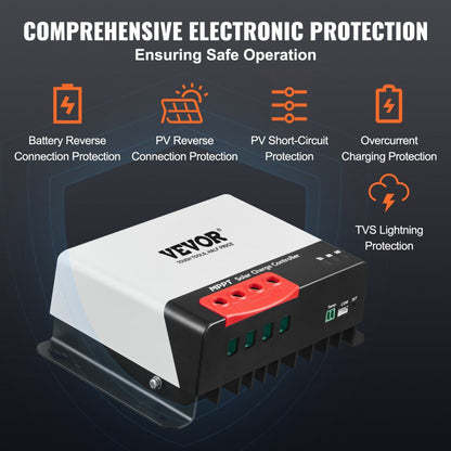 ODDTOOLS 40A MPPT Solar Charge Controller, 12V / 24V Auto DC Input, Solar Panel Regulator Charger with Bluetooth Module, 98% Charging Efficiency for Sealed(AGM), Gel, Flooded and Lithium Battery Charging