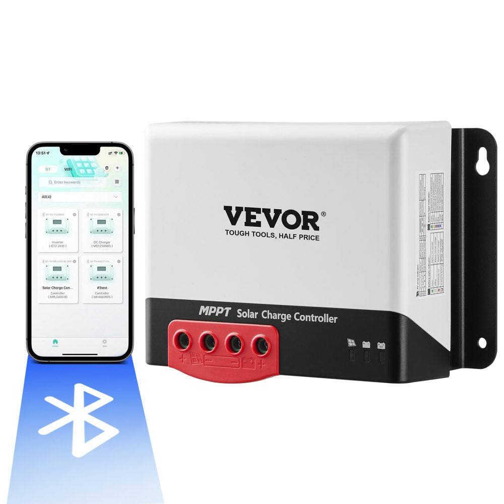 ODDTOOLS 40A MPPT Solar Charge Controller, 12V / 24V Auto DC Input, Solar Panel Regulator Charger with Bluetooth Module, 98% Charging Efficiency for Sealed(AGM), Gel, Flooded and Lithium Battery Charging