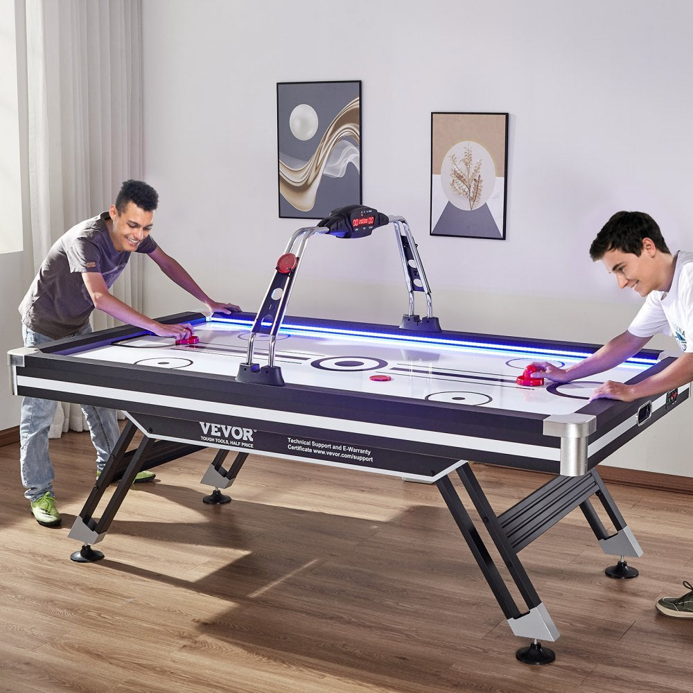 ODDTOOLS Air-Powered Hockey Table, 89" Indoor Hockey Table for Kids and Adults, LED Sports Hockey Game with 2 Pucks, 2 Pushers, and Electronic Score System, Arcade Gaming Set for Game Room Family Home