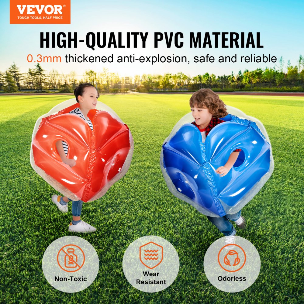 ODDTOOLS Inflatable Bumper Balls 2-Pack, 2FT/0.6M Body Sumo Zorb Balls for Kids, Durable PVC Human Hamster Bubble Balls for Child Outdoor Team Gaming Play, Bumper Bopper Toys for Playground, Yard, Park