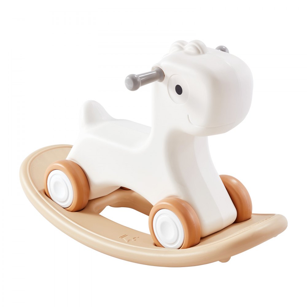 ODDTOOLS 3 in 1 Rocking Horse for Toddlers 1-3 Years, Baby Rocking Horse with Detachable Balance Board and 4 Smooth Wheels, Support up to HDPE Material 80 lbs Kids Ride on Toy, 40° Swinging, White