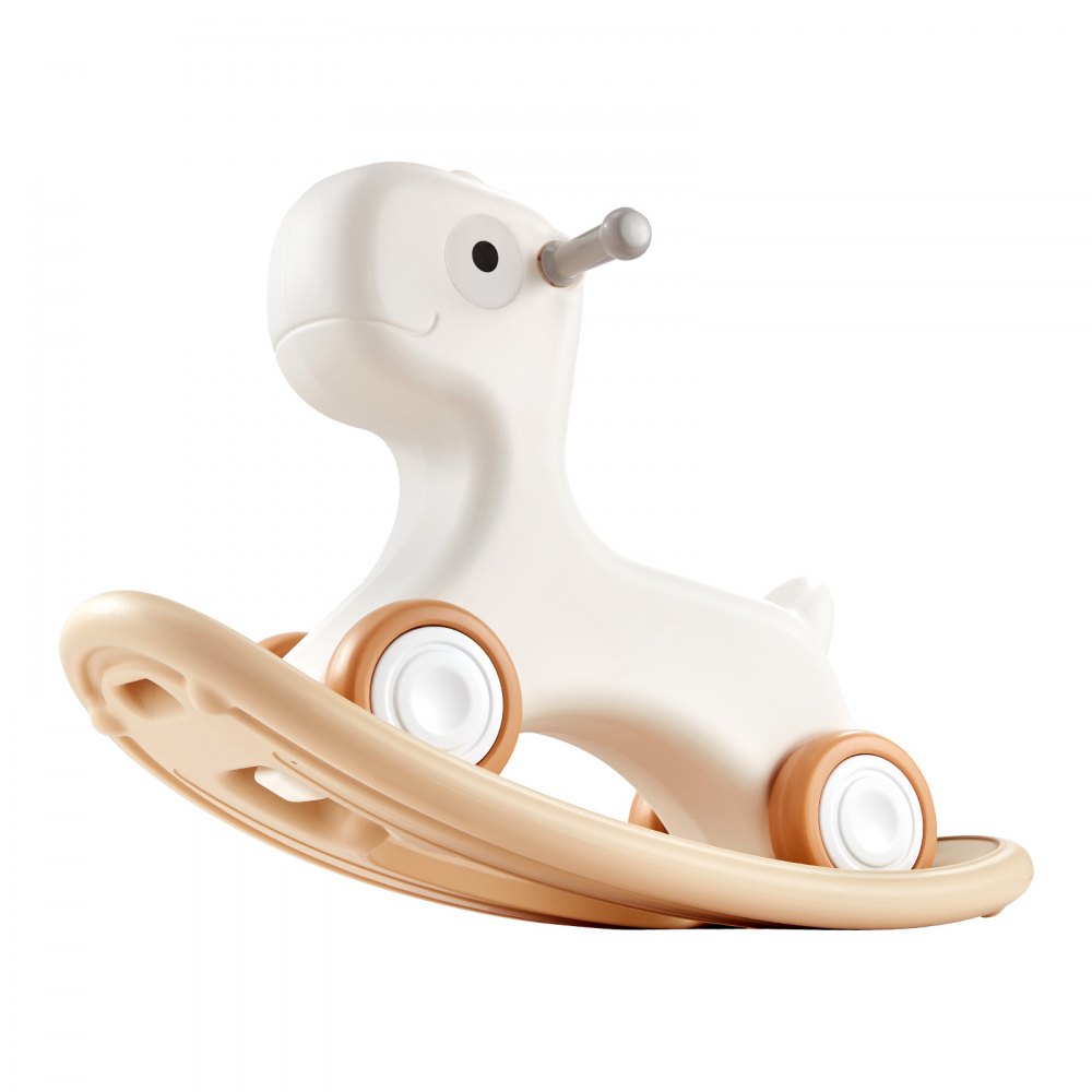 ODDTOOLS 3 in 1 Rocking Horse for Toddlers 1-3 Years, Baby Rocking Horse with Detachable Balance Board and 4 Smooth Wheels, Support up to HDPE Material 80 lbs Kids Ride on Toy, 40° Swinging, White