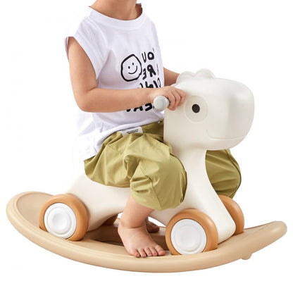 ODDTOOLS 3 in 1 Rocking Horse for Toddlers 1-3 Years, Baby Rocking Horse with Detachable Balance Board and 4 Smooth Wheels, Support up to HDPE Material 80 lbs Kids Ride on Toy, 40° Swinging, White