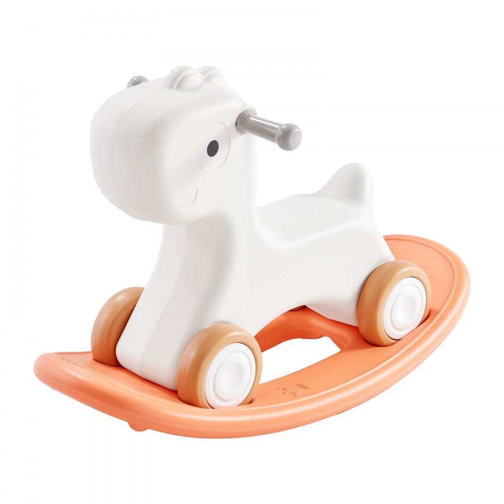 ODDTOOLS 3 in 1 Rocking Horse for Toddlers 1-3 Years, Baby Rocking Horse with Detachable Balance Board and 4 Smooth Wheels, Support up to HDPE Material 80 lbs Kids Ride on Toy, 40° Swinging, Red