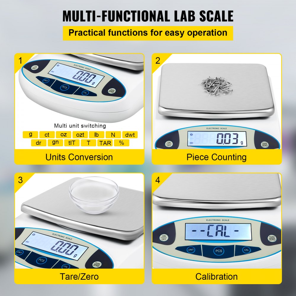 ODDTOOLS Analytical Balance, 5000g x 0.01g Accuracy Lab Scale, High Precision Electronic Analytical Balance, 13 Units Conversion, Counting Function, LCD Display, for Lab University Jewelry (5000g, 0.01g)