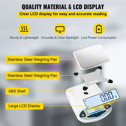 ODDTOOLS Analytical Balance, 5000g x 0.01g Accuracy Lab Scale, High Precision Electronic Analytical Balance, 13 Units Conversion, Counting Function, LCD Display, for Lab University Jewelry (5000g, 0.01g)