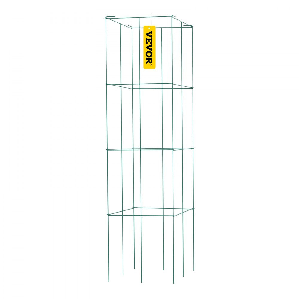 ODDTOOLS Tomato Cages, 11.8" x 11.8" x 46.1", 10 Packs Square Plant Support Cages, Green PVC-Coated Steel Tomato Towers for Climbing Vegetables, Plants, Flowers, Fruits