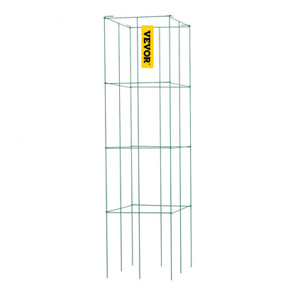 ODDTOOLS Tomato Cages, 11.8" x 11.8" x 46.1", 10 Packs Square Plant Support Cages, Green PVC-Coated Steel Tomato Towers for Climbing Vegetables, Plants, Flowers, Fruits