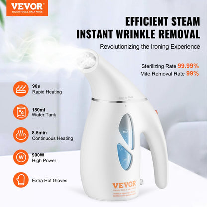 ODDTOOLS Portable Handheld Fabric Steamer, 900W Quick Heat Steamer for Clothes, Wrinkle Remover Clothing Iron Intelligent Controller & Auto-Off & Large Detachable Water Tank, With Gloves