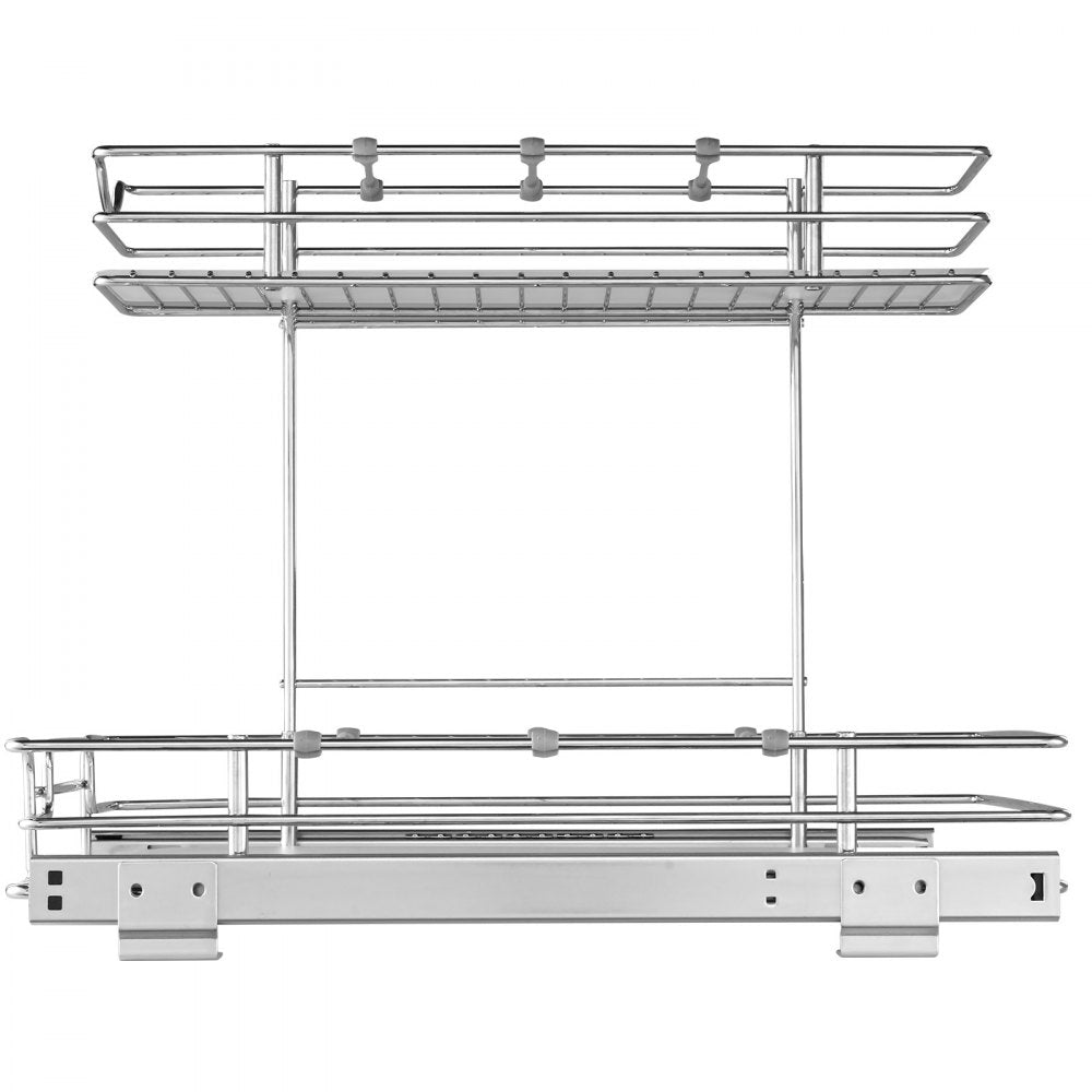 ODDTOOLS 2 Tier 12"W x 17"D Pull Out Cabinet Organizer, Heavy Duty Slide Out Pantry Shelves, Chrome-Plated Steel Roll Out Drawers, Sliding Drawer Storage for Inside Kitchen Cabinet, Bathroom, Under Sink