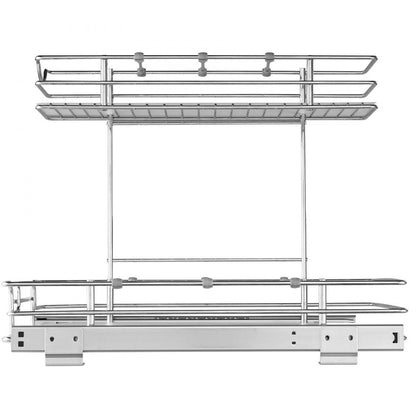 ODDTOOLS 2 Tier 12"W x 17"D Pull Out Cabinet Organizer, Heavy Duty Slide Out Pantry Shelves, Chrome-Plated Steel Roll Out Drawers, Sliding Drawer Storage for Inside Kitchen Cabinet, Bathroom, Under Sink