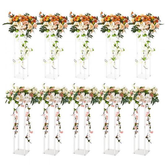 ODDTOOLS 10PCS 23.6inch High Wedding Flower Stand, With Acrylic Laminate,Acrylic Vase Column Geometric Centerpiece Stands, Floral Display Rack for T-Stage Events Reception, Party Decoration Home