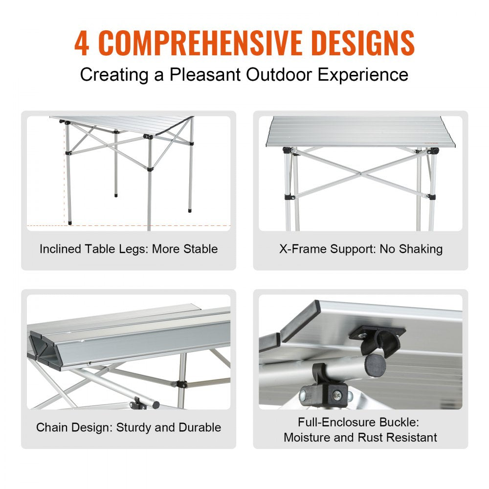 ODDTOOLS Folding Camping Table, Outdoor Portable Side Tables, Lightweight Fold Up Table, Aluminum Ultra Compact Work Table with Carry Bag, For Cooking, Beach, Picnic, Travel, 24x16 inch, Silver