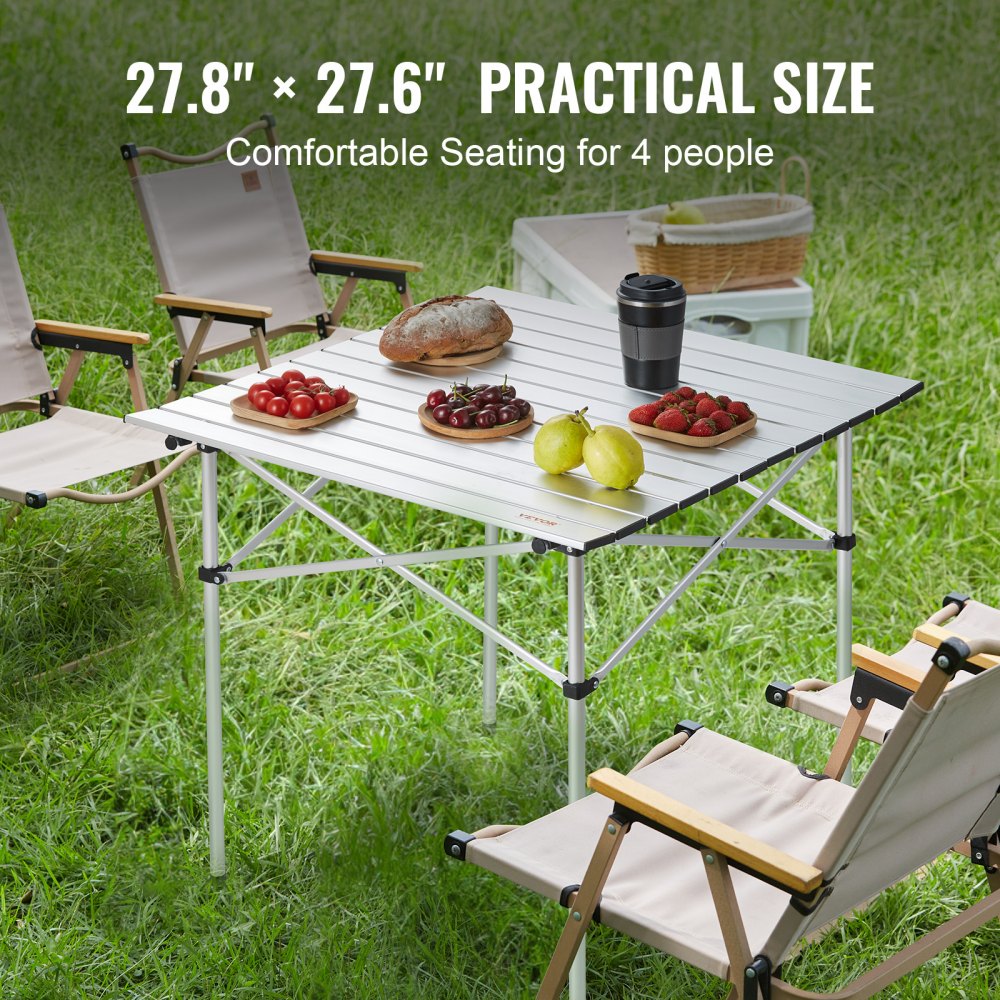 ODDTOOLS Folding Camping Table, Outdoor Portable Side Tables, Lightweight Fold Up Table, Aluminum Ultra Compact Work Table with Carry Bag, For Cooking, Beach, Picnic, Travel, 24x16 inch, Silver