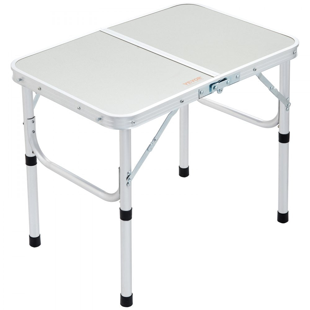 ODDTOOLS Folding Camping Table, Adjustable Height Outdoor Portable Side Tables, Lightweight Fold Up Table, Aluminum & MDF Ultra Compact Work Table, For Cooking, Beach, Picnic, Travel, 24x16 inch, Silver