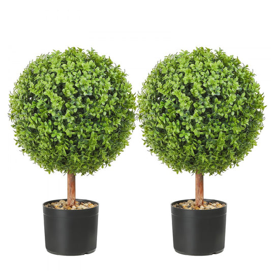 ODDTOOLS 2x Artificial Boxwood Ball Ø40,6cm Garden Deco Boxwood in Flowerpot Ball Artificial Boxwood Ball Artificial Plant made of PE, Wood, PP incl. 4 pcs. Decorative butterflies and 10 pcs. Replacement