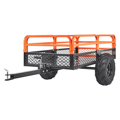 ODDTOOLS Heavy Duty Steel ATV Dump Trailer, 1500-Pound Load Capacity 15 Cubic Feet, Tow Behind Dump Cart Garden Trailer, with Removable Sides and 2 Tires, for Mowers, Tractors, ATV, UTV