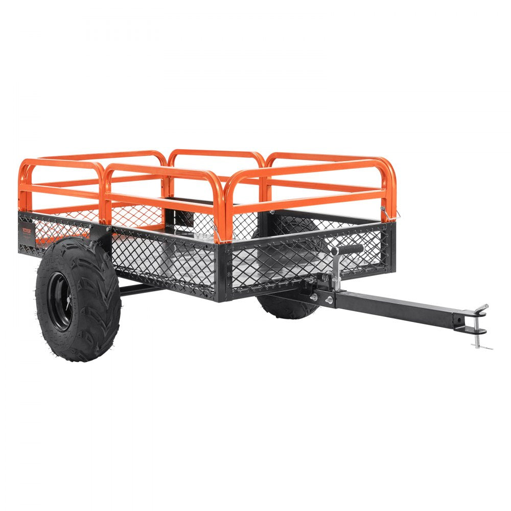 ODDTOOLS Heavy Duty Steel ATV Dump Trailer, 1500-Pound Load Capacity 15 Cubic Feet, Tow Behind Dump Cart Garden Trailer, with Removable Sides and 2 Tires, for Mowers, Tractors, ATV, UTV