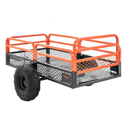 ODDTOOLS Heavy Duty Steel ATV Dump Trailer, 1500-Pound Load Capacity 15 Cubic Feet, Tow Behind Dump Cart Garden Trailer, with Removable Sides and 2 Tires, for Mowers, Tractors, ATV, UTV