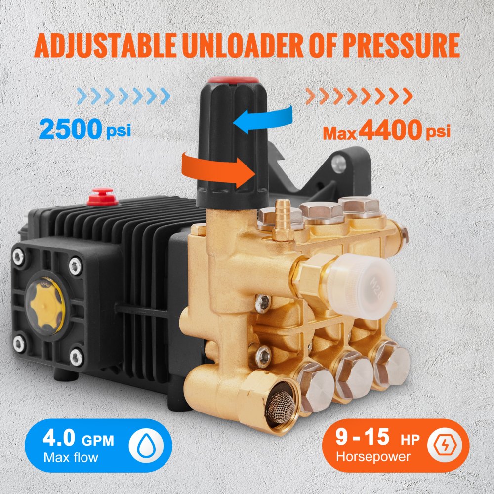 ODDTOOLS Pressure Washer Pump, 1" Shaft Horizontal Triplex Plunger, 4400 PSI, 4 GPM Flow, Replacement Power Washer Pumps Kit, Parts Washer Pump, Compatible with Simpson MorFlex Models 40224, 40225, 40226