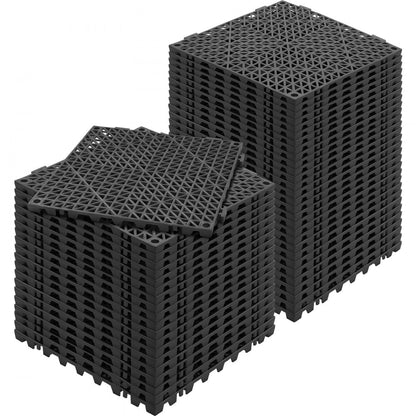 ODDTOOLS Interlocking Tile 50PCS Black, Drainage Tiles 12" x 12" Splicing, Soft PVC Interlocking Drainage Floor Tiles, Non-Slip Drainage Holes for Restroom, Bathroom, Kitchen, Pool, Wet Areas