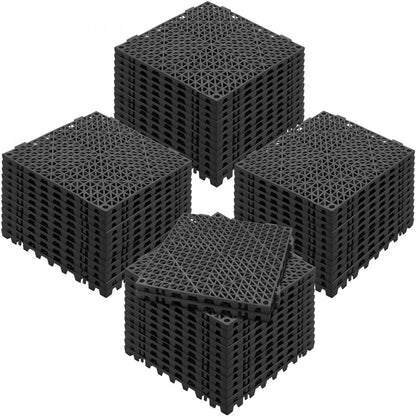 ODDTOOLS Interlocking Tile 50PCS Black, Drainage Tiles 12" x 12" Splicing, Soft PVC Interlocking Drainage Floor Tiles, Non-Slip Drainage Holes for Restroom, Bathroom, Kitchen, Pool, Wet Areas