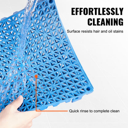 ODDTOOLS Interlocking Tile 50PCS Blue, Drainage Tiles 12" x 12" Splicing, Soft PVC Interlocking Drainage Floor Tiles, Non-Slip Drainage Holes for Restroom, Bathroom, Kitchen, Pool, Wet Areas