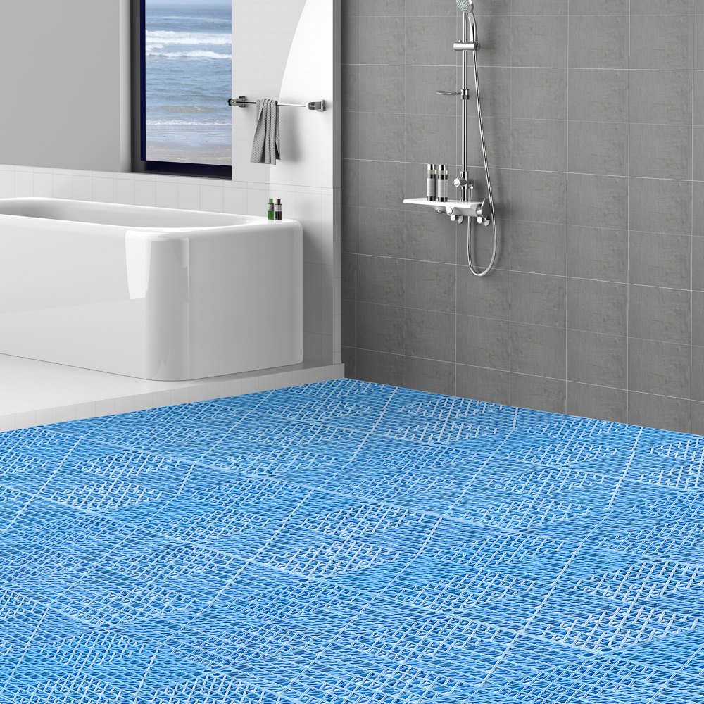 ODDTOOLS Interlocking Tile 50PCS Blue, Drainage Tiles 12" x 12" Splicing, Soft PVC Interlocking Drainage Floor Tiles, Non-Slip Drainage Holes for Restroom, Bathroom, Kitchen, Pool, Wet Areas