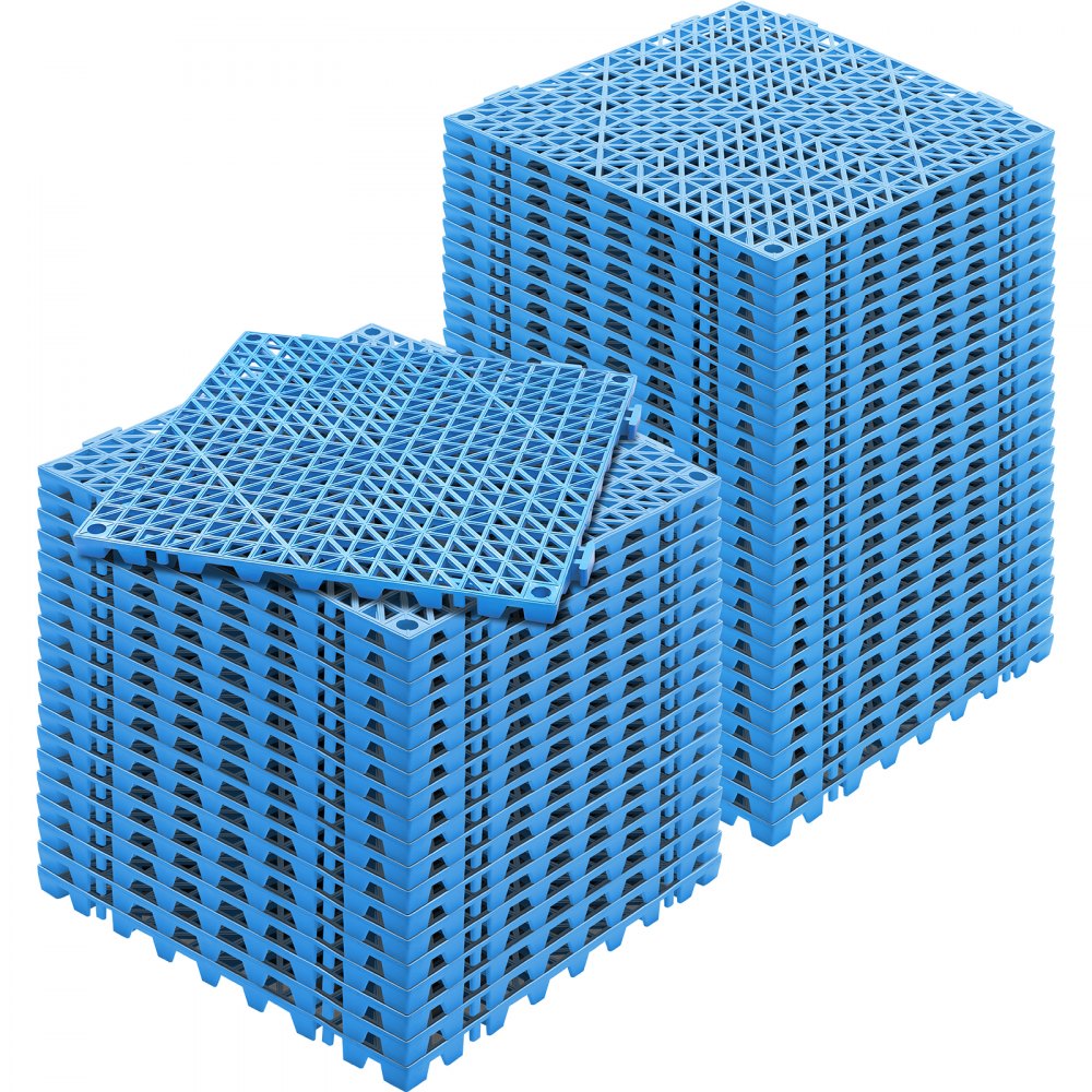 ODDTOOLS Interlocking Tile 50PCS Blue, Drainage Tiles 12" x 12" Splicing, Soft PVC Interlocking Drainage Floor Tiles, Non-Slip Drainage Holes for Restroom, Bathroom, Kitchen, Pool, Wet Areas