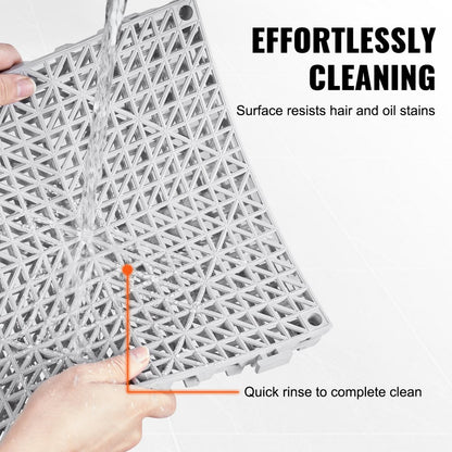 ODDTOOLS Interlocking Tile 50PCS Gray, Drainage Tiles 12" x 12" Splicing, Soft PVC Interlocking Drainage Floor Tiles, Non-Slip Drainage Holes for Restroom, Bathroom, Kitchen, Pool, Wet Areas