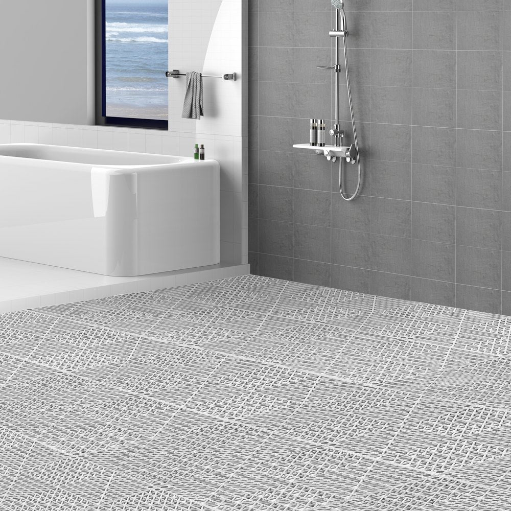 ODDTOOLS Interlocking Tile 50PCS Gray, Drainage Tiles 12" x 12" Splicing, Soft PVC Interlocking Drainage Floor Tiles, Non-Slip Drainage Holes for Restroom, Bathroom, Kitchen, Pool, Wet Areas