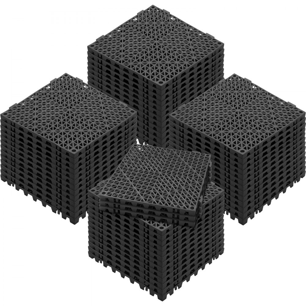 ODDTOOLS Interlocking Tile 55PCS Black, Drainage Tiles 12" x 12" Splicing, Soft PVC Interlocking Drainage Floor Tiles, Non-Slip Drainage Holes for Restroom, Bathroom, Kitchen, Pool, Wet Areas