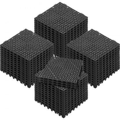 ODDTOOLS Interlocking Tile 55PCS Black, Drainage Tiles 12" x 12" Splicing, Soft PVC Interlocking Drainage Floor Tiles, Non-Slip Drainage Holes for Restroom, Bathroom, Kitchen, Pool, Wet Areas