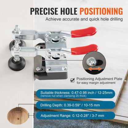 ODDTOOLS 35 mm Concealed Door Hinge Jig, Aluminum Alloy Cabinet Hinge Jig, Accurate Locking Dual Clamp Fixation Hinge Drill Jig with Accessories, Woodworking Tool for Doors Cabinets Hinges Mounting