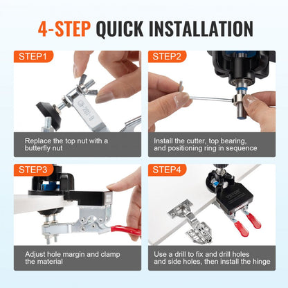 ODDTOOLS 35 mm Concealed Door Hinge Jig, Aluminum Alloy Cabinet Hinge Jig, Accurate Locking Dual Clamp Fixation Hinge Drill Jig with Accessories, Woodworking Tool for Doors Cabinets Hinges Mounting