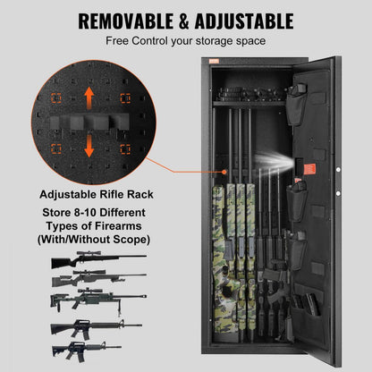 ODDTOOLS 8-10 Rifles Gun Safe, Rifle Safe with Lock & Digital Keypad, Quick Access Tall Gun Storage Cabinet with Removable Shelf, Rifle Cabinet for Home Rifle and Shotguns