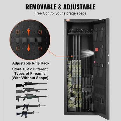 ODDTOOLS 10-12 Rifles Gun Safe, Rifle Safe with Lock & Digital Keypad, Quick Access Tall Gun Storage Cabinet with Removable Shelf, Rifle Cabinet for Home Rifle and Shotguns