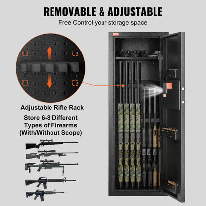 ODDTOOLS 6-8 Rifles Gun Safe, Rifle Safe with Lock & Digital Keypad, Quick Access Tall Gun Storage Cabinet with Removable Shelf, Rifle Cabinet for Home Rifle and Shotguns