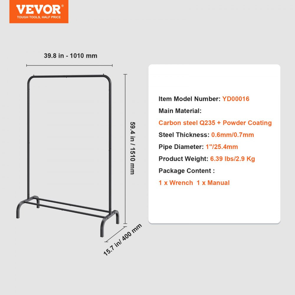 ODDTOOLS Clothes Rack, Heavy Duty Clothing Garment Rack with Hanging Rod and Bottom Storage Area, Clothing Rack for Bedroom Guest Room