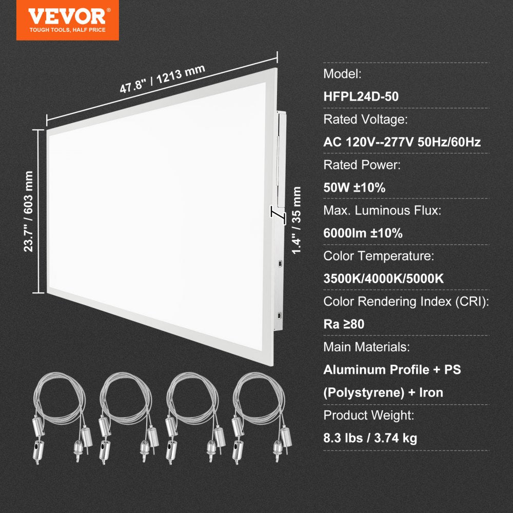 ODDTOOLS 1 Pack 2x4 FT LED Flat Panel Light, 6000LM 50W, Surface Mount LED Drop Ceiling Light Fixture with Adjustable Color Temperature 3500K/4000K/5000K, Ultra Thin for Home Off Tested to UL Standards