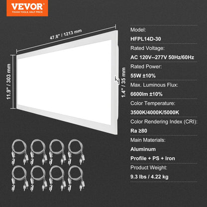 ODDTOOLS 2 Pack 1x4 FT LED Flat Panel Light, 6600LM 55W, Surface Mount LED Drop Ceiling Light Fixture with Adjustable Color Temperature 3500K/4000K/5000K for Home Office Classroom, Tested to UL Standards