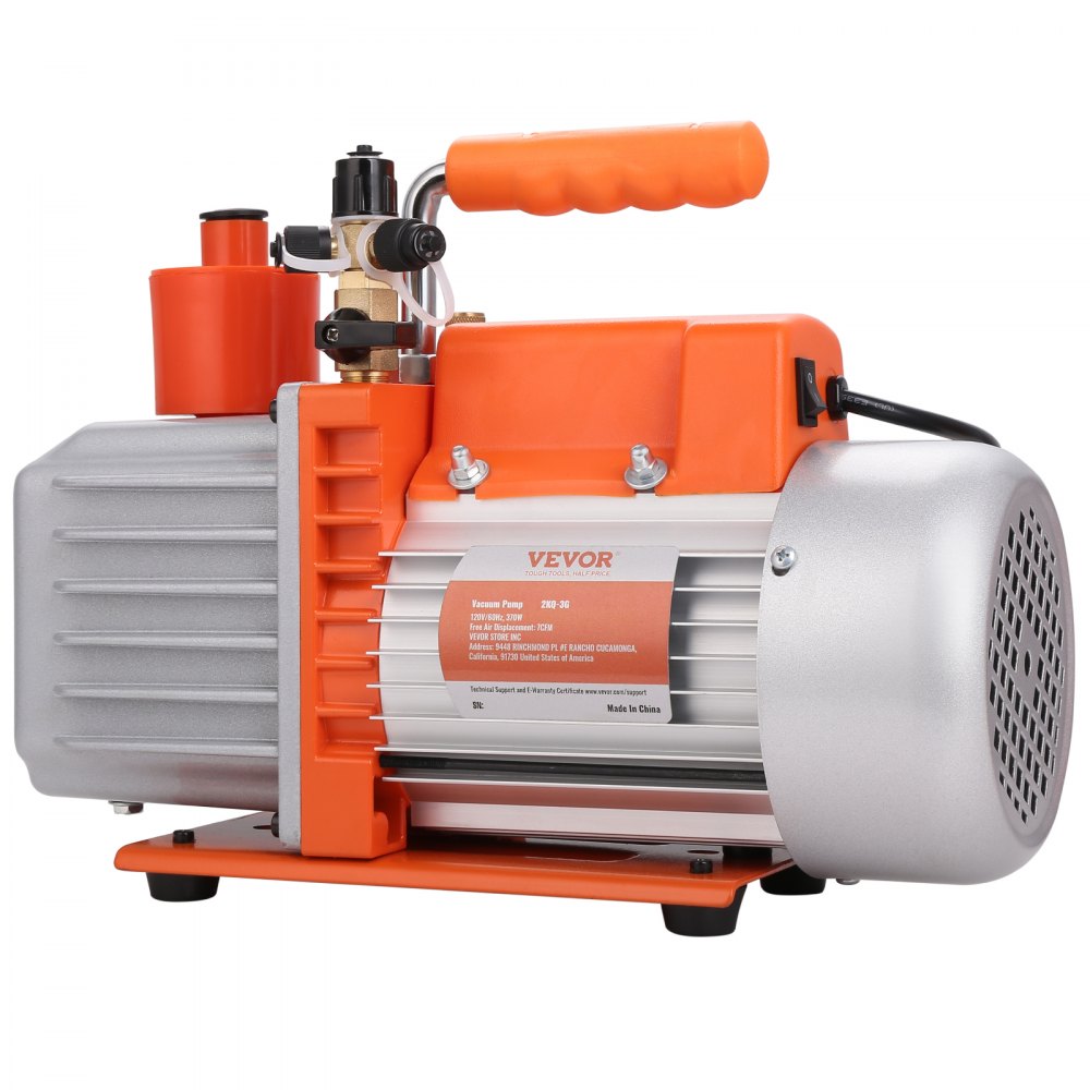 ODDTOOLS 1/2 HP 2 Stage Rotary Vane Vacuum Pump, 7 CFM, 120V Air Conditioning Vacuum Pump, 1/4" SAE Male 3/8" SAE Male 1/2" ACME Male Inlet, for HVAC Repair, Refrigeration Maintenance, Resin Degassing