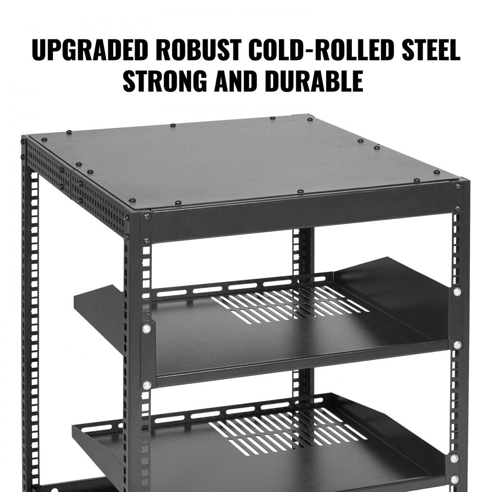 ODDTOOLS 12U Open Frame Server Rack, 15''-40'' Adjustable Depth, Free Standing or Wall Mount Network Server Rack, 4 Post AV Rack with Casters, Holds All Your Networking IT Equipment AV Gear Router Modem