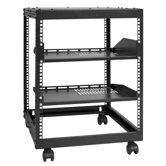 ODDTOOLS 12U Open Frame Server Rack, 15''-40'' Adjustable Depth, Free Standing or Wall Mount Network Server Rack, 4 Post AV Rack with Casters, Holds All Your Networking IT Equipment AV Gear Router Modem