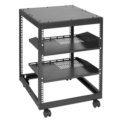 ODDTOOLS 12U Open Frame Server Rack, 15''-40'' Adjustable Depth, Free Standing or Wall Mount Network Server Rack, 4 Post AV Rack with Casters, Holds All Your Networking IT Equipment AV Gear Router Modem