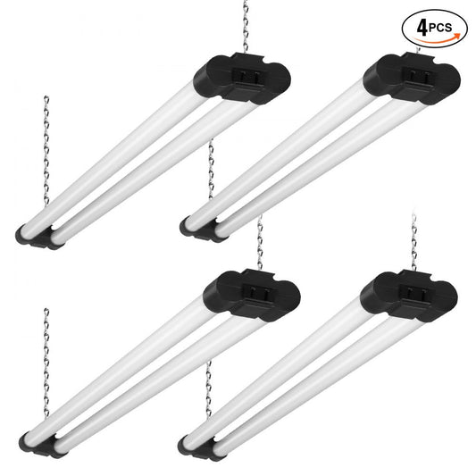 ODDTOOLS 4 Pack LED Shop Light, 4 FT, 40W Linkable Shop Light Fixture, 4500 LM Surface & Hanging Mount Ceiling Lights 59 in Power Cords with ON/OFF Switch, for Garage Warehouse Home Workkshop and Office